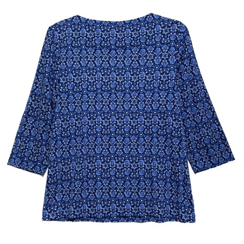 Croft & Barrow, Blautöne mit weißem geometrischem Muster Pullover Oberteil, Gr. XL - Bild 2 von 3