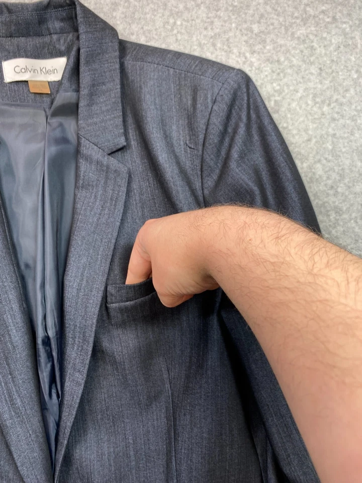 Conjunto Blazer y Pantalones Calvin Klein Para Hombre 12 Gris Abrigo Deportivo Oficina Ropa de Trabajo Informal Foto 4 de 4