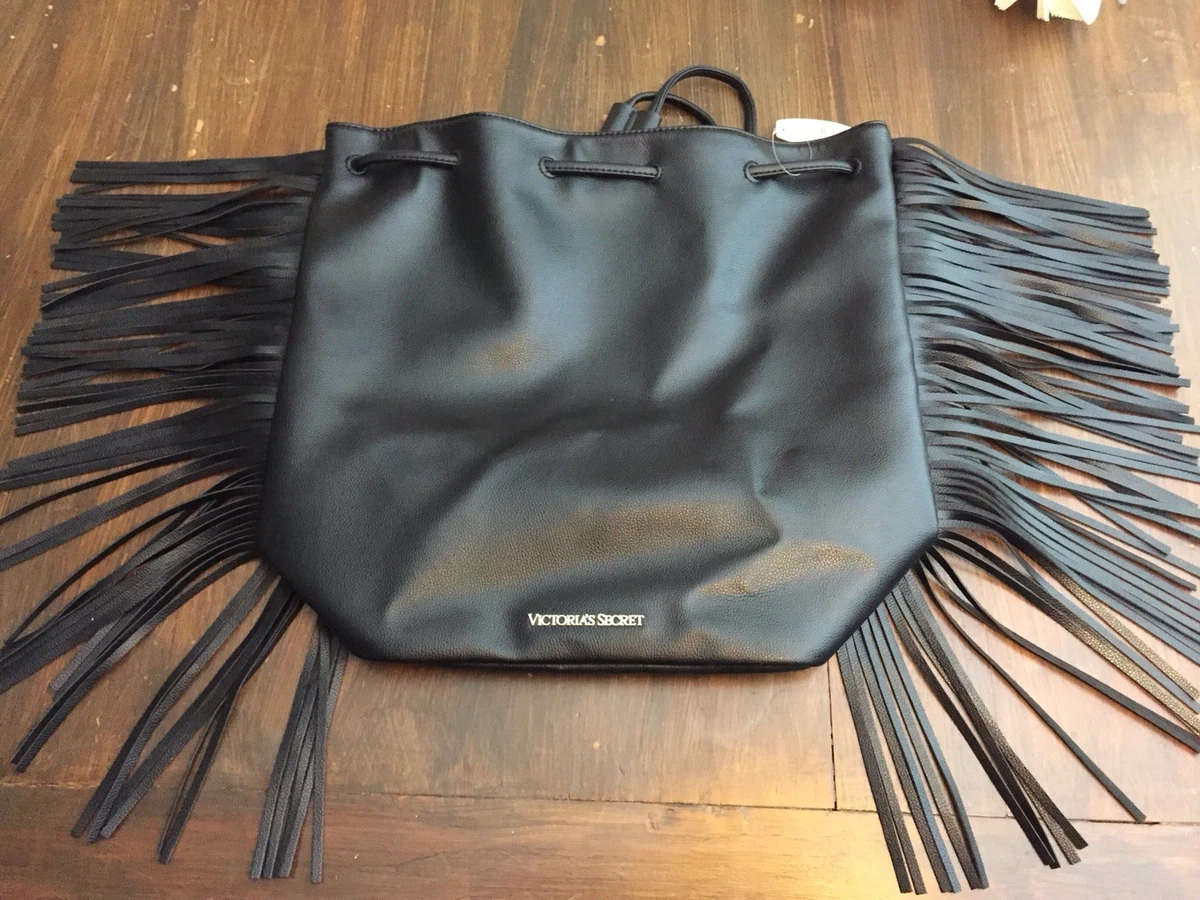 Brown Leather Handbag with Louis Vuitton Patch & Fringed Tassels