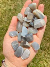 Silver Gray Black Moonstone Tumbled Stone - Natural Silver Moonstone from India