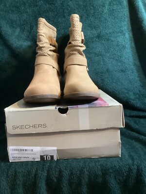 SKECHERS Women's Mad Dash Boots Tan Suede Round Toe Size 10