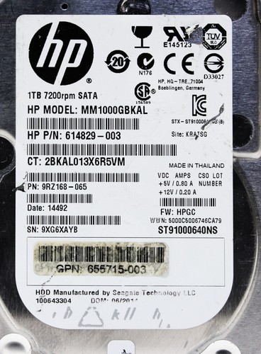 HP Seagate ST91000640NS 1TB 7200RPM 64MB Cache 2.5" SATA Server Hard Drive - Photo 15/15