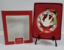 Lenox ~Christmas Wrappings Dove Ornament~ Hearts Red Ribbon #813048
