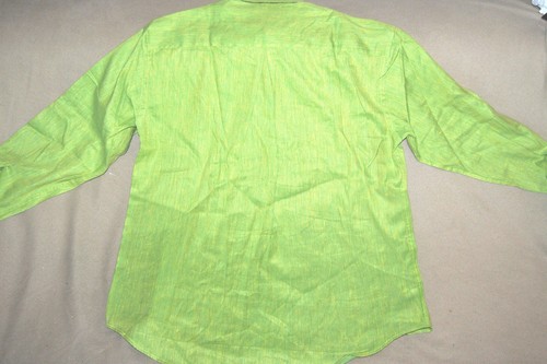RARE Vintage Sonrisa Bright Green Yellow Dress Casual Shirt sz M ITALY UNWORN - Picture 7 of 8