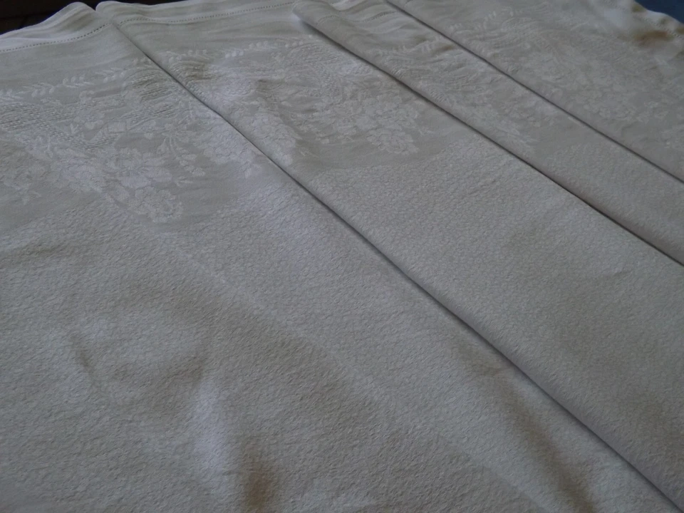nappe, damas de coton, 2.70 m X 1.54 m, ancienne - Photo 3/4