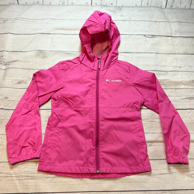 COLUMBIA PINK RAIN JACKET POCKETS HOOD GIRLS SIZE XSMALL 6/6X