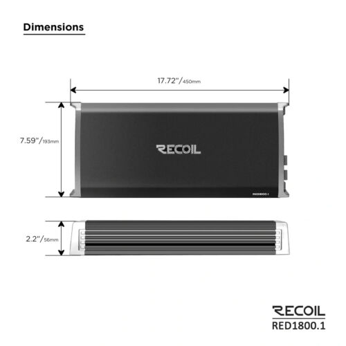 Recoil Audio RED1800.1 3,600 Watts Class-D Strappable Car Audio Mono-block - Picture 4 of 6