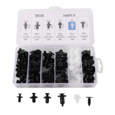 100 Universal  Plastic Rivets Fastener Clips Push Pin For Car Auto Fender Bumper