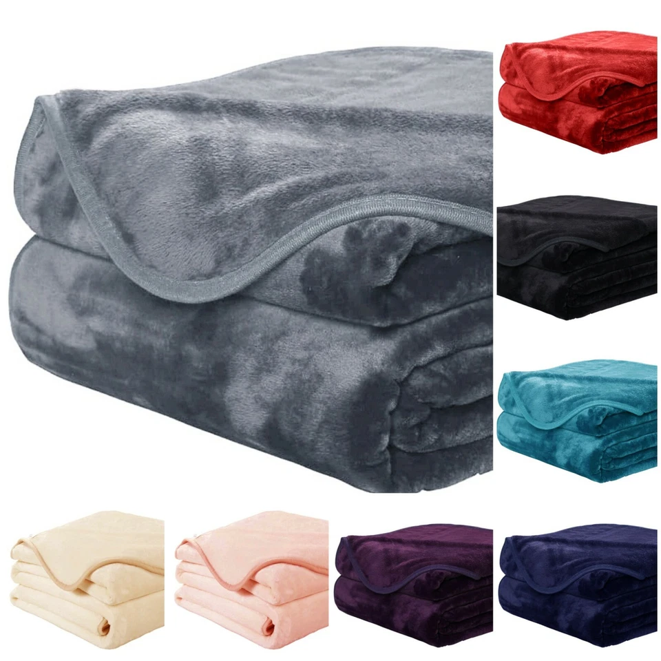 FAUX FUR THROW BLANKET LUXURY SOFA BED FLEECE SOFT WARM DOUBLE, KING LARGE SIZE