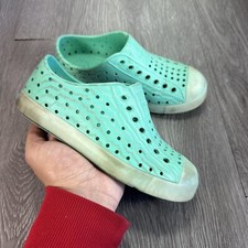 Native Jefferson Glow C13 Turquoise Blue Slip On Shoes Water Rubber Kids