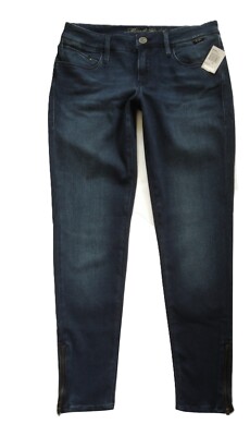 New Mavi Gold Serenity Low Rise Skinny Jeans 30 Ankle Zip Dark Wash Deep Sateen