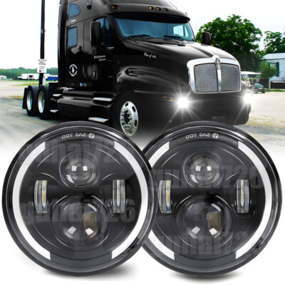 2x For Kenworth T2000 1997-2011 DOT 7'' Inch Round LED Headlights High Low Beam