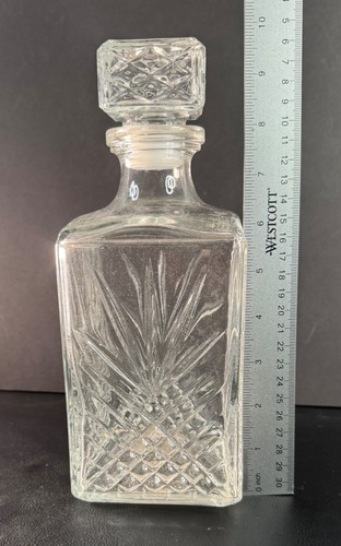 CLEAR GLASS LIQUOR DECANTER BOTTLE MADE IN ITALY WITH TOPPER VINTAGE - Picture 5 of 11