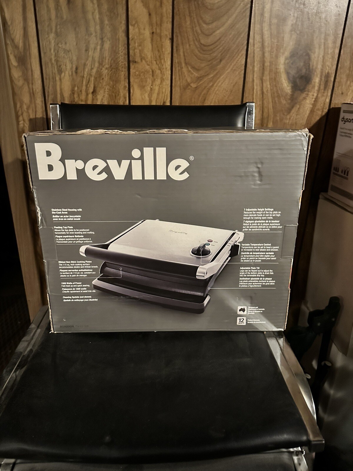 New In Box BREVILLE Panini Grill Press TG425XL Brushed Stainless Steel