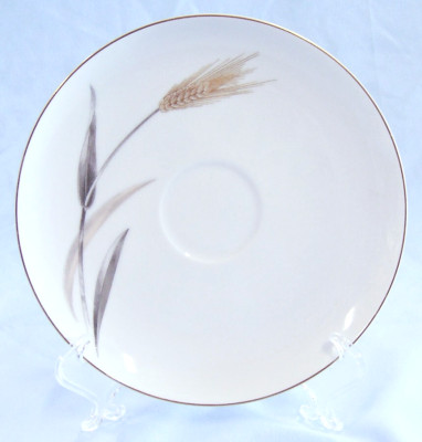 Sango ''AUTUMN GOLD'' 6'' SAUCER ONLY, Gray & Pink Leaves, Gold Wheat & Trim, Japan