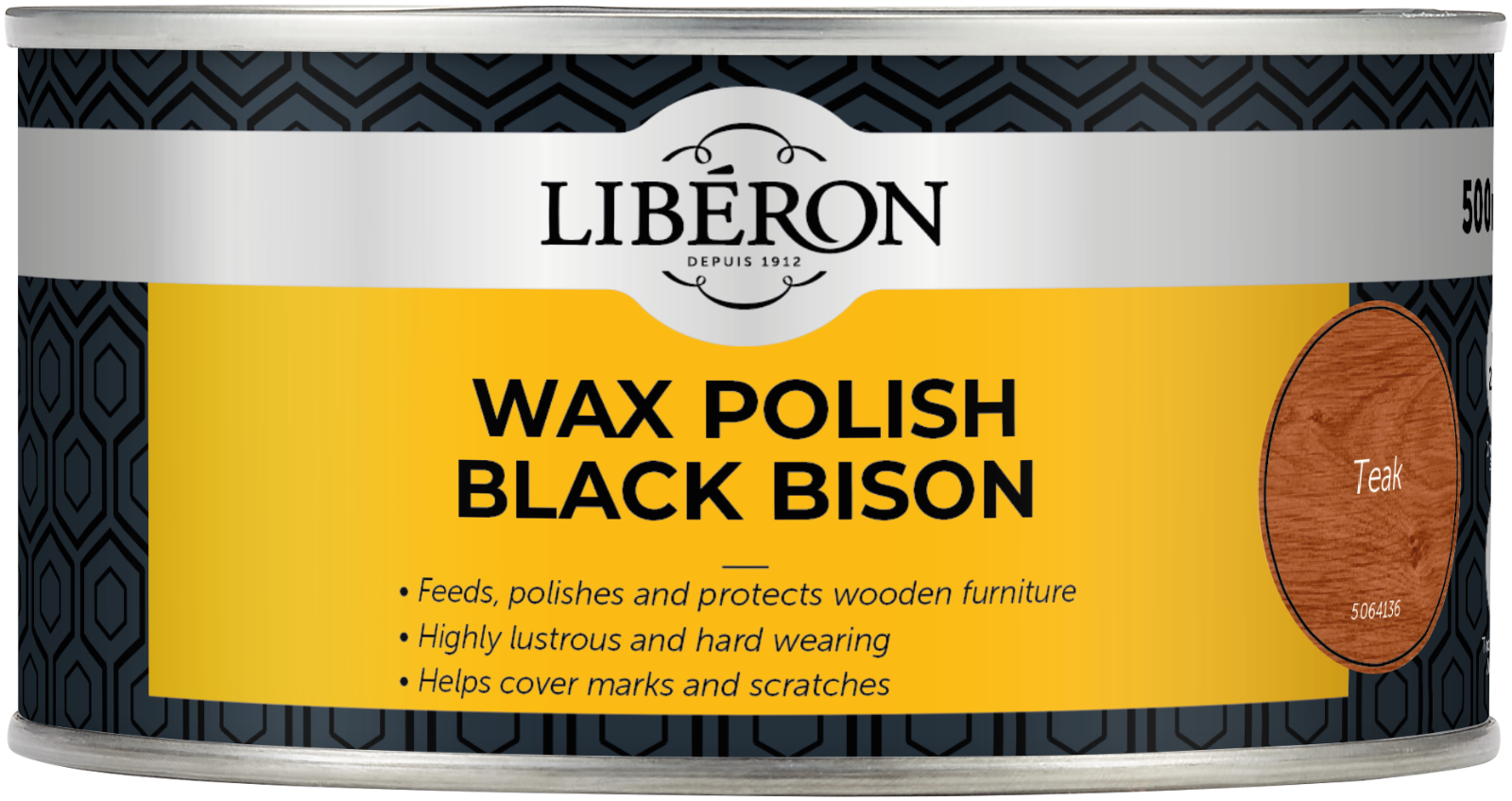 Liberon Wax Polish Black Bison Paste Teak 500ml
