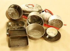 Vintage Metal Aluminum  Red Toy Roaster Pots  Baking Pans 12 Pcs Description