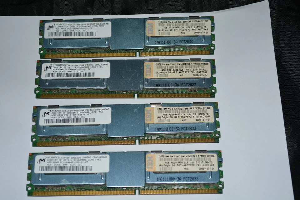 IBM Server 16GB (4x 4GB) 2Rx4 DDR2 PC2-6400 800MHz ECC SERVER MEMORY - Image 2 of 4