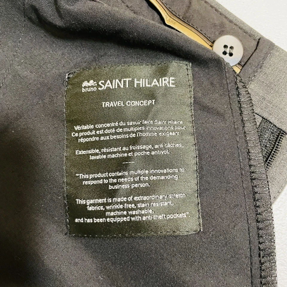 Pantalón de vestir de lana gris oscuro BRUNO SAINT HILAIRE Travel Concept para hombre UK 36R 36x30 Foto 3 de 4