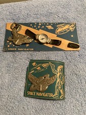 RARE TOY ANTIQUE 1950's SPACE NAVIGATOR COMPASS WATCH  PIN SET  ADDITIONAL PIN