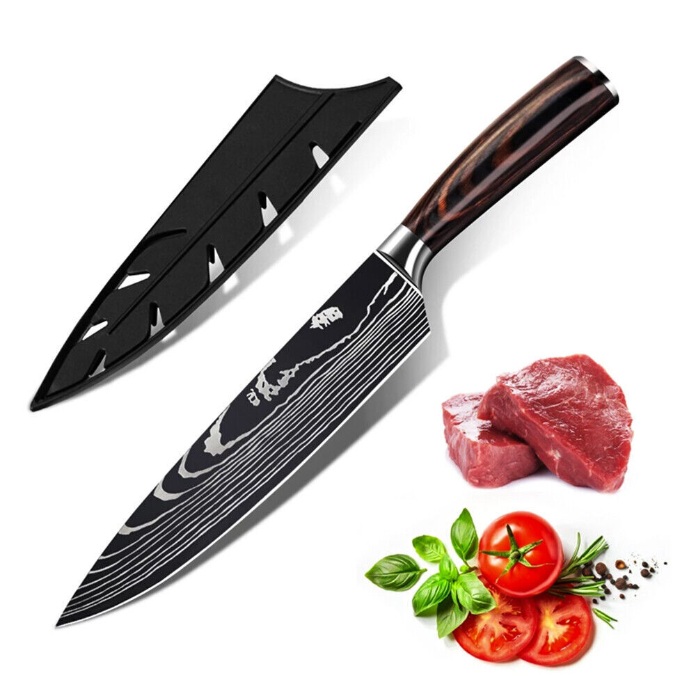 Cuchillo de cocina extremadamente afilado - especialmente práctico gracias a la madera de pakka - cuchillo de cocina