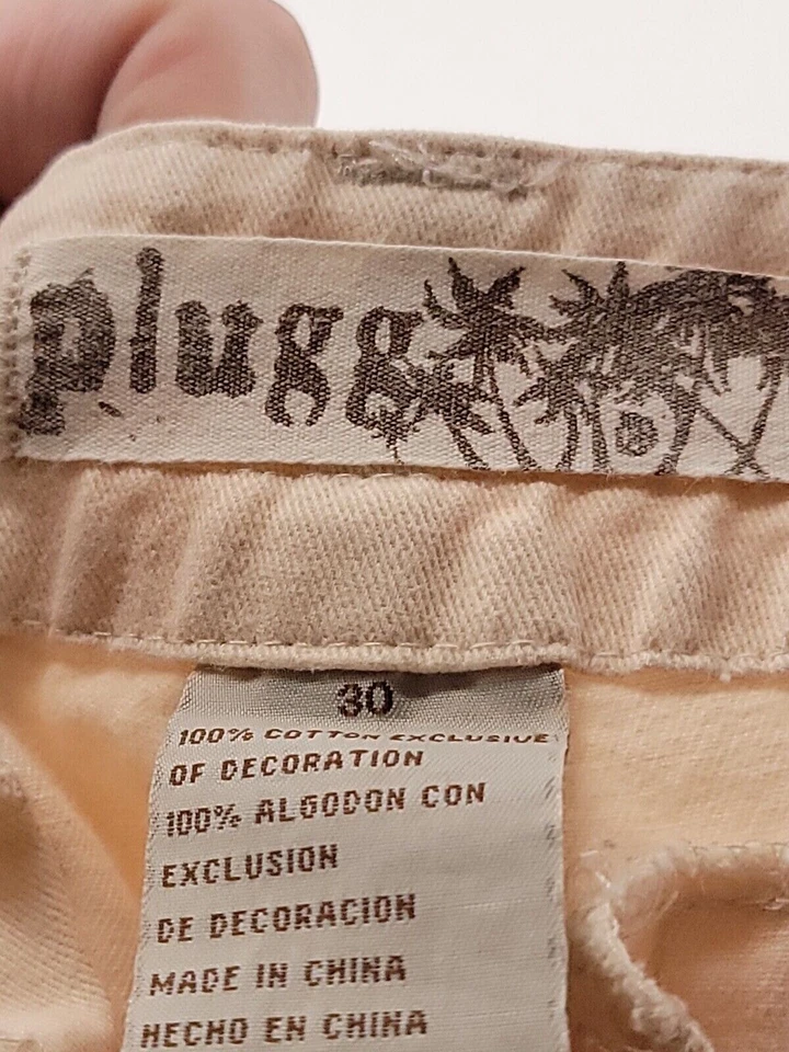 Шорты карго Plugg мужские 30 слоновая кость 100% хлопок 12 дюймов внутренний шов повседневная одежда - Изображение 4 из 4