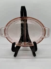 Jeannette Floral Poinsettia Pink Depression Glass Divided Relish Oval Dish