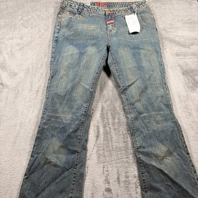 Pepe Jeans Mens 34 Blue Denim Bootcut Casual Low-Rise Slash Pocket Streetwear