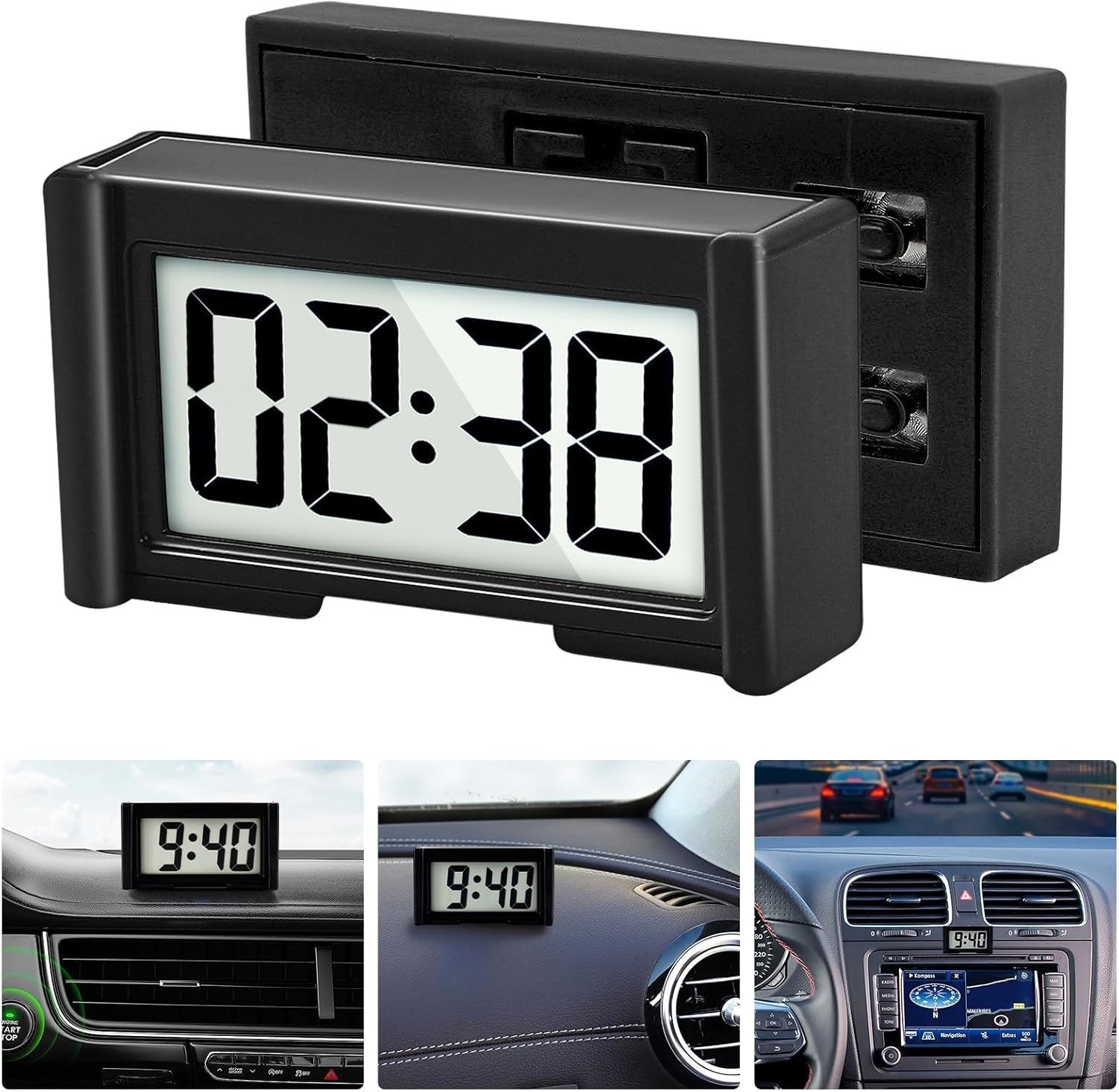 Small Digital Clock, Mini Car Dashboard Clock Battery Operat