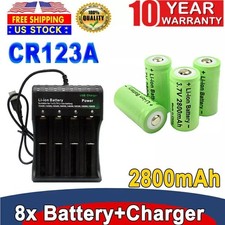 2800mAh Batteries CR123A 16340 Rechargeable Battery / Smart Charger Lot