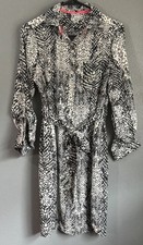 Eliza J Shirt Dress Sz 6 Belted Pocket Animal Print Multicolor MIDI Black White