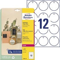 Avery Zweckform AnhäNger Folie Matt Durchm. 60 Mm Weiß 120 StüCk Auf 10 Blatt A4
