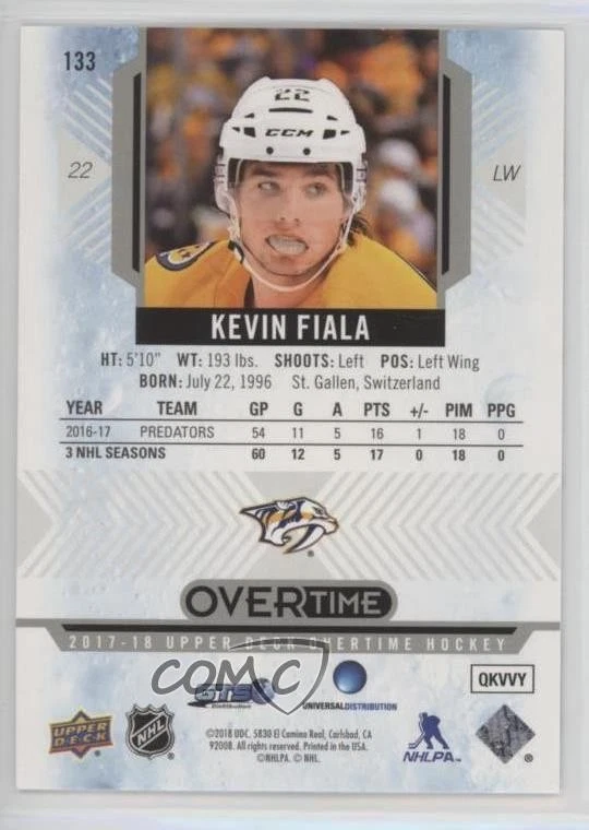2017-18 Upper Deck Overtime Kevin Fiala #133 - Image 2 of 2