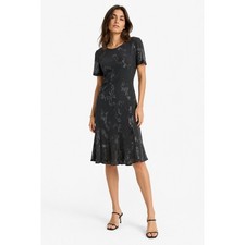 Vintage 90s Carole Little Black Jacquard Dress Women's Size 8 Petite Whimsigoth