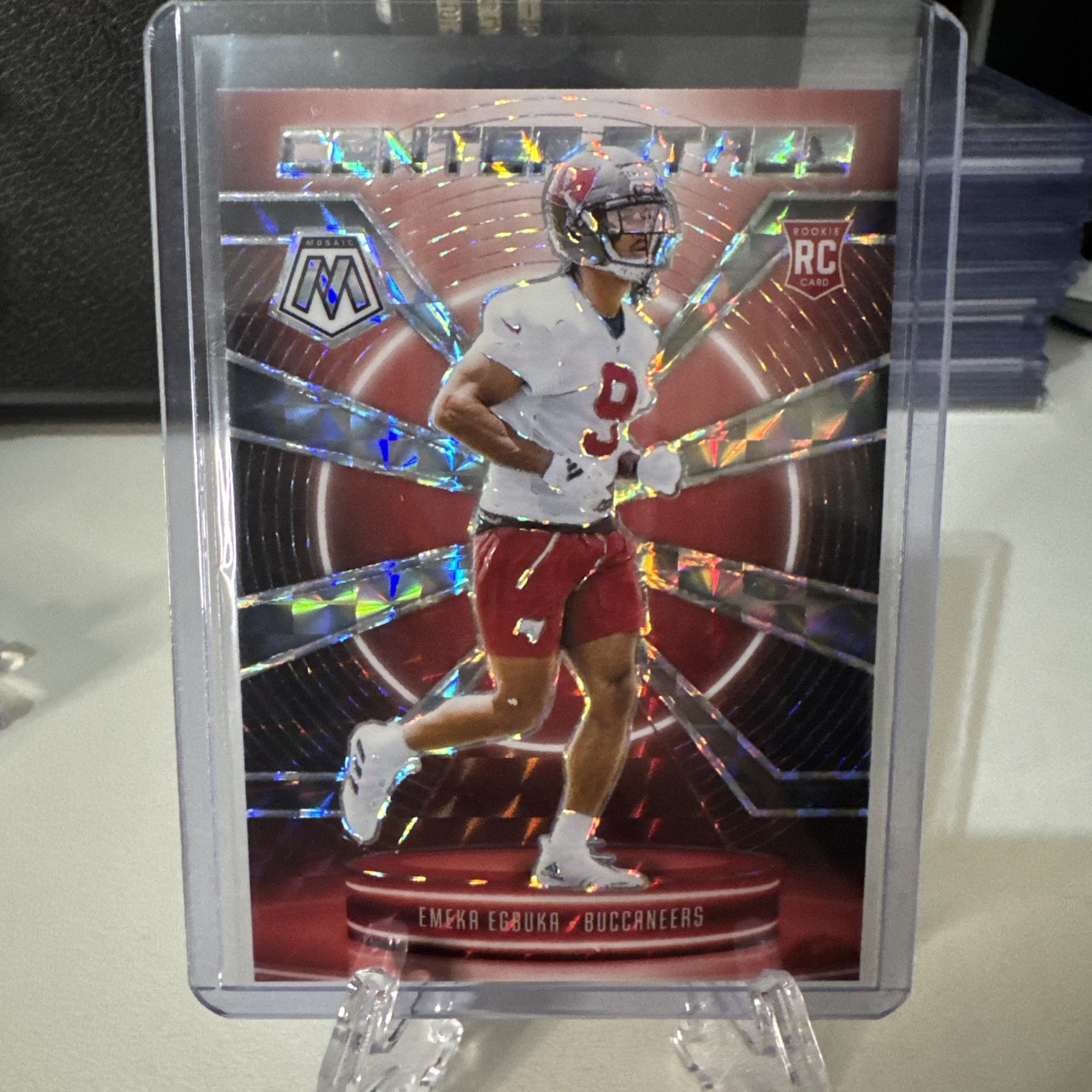 Emeka Egbuka 2025 Mosaic #5 Center Stage Silver Mosaic RC TB Buccaneers
