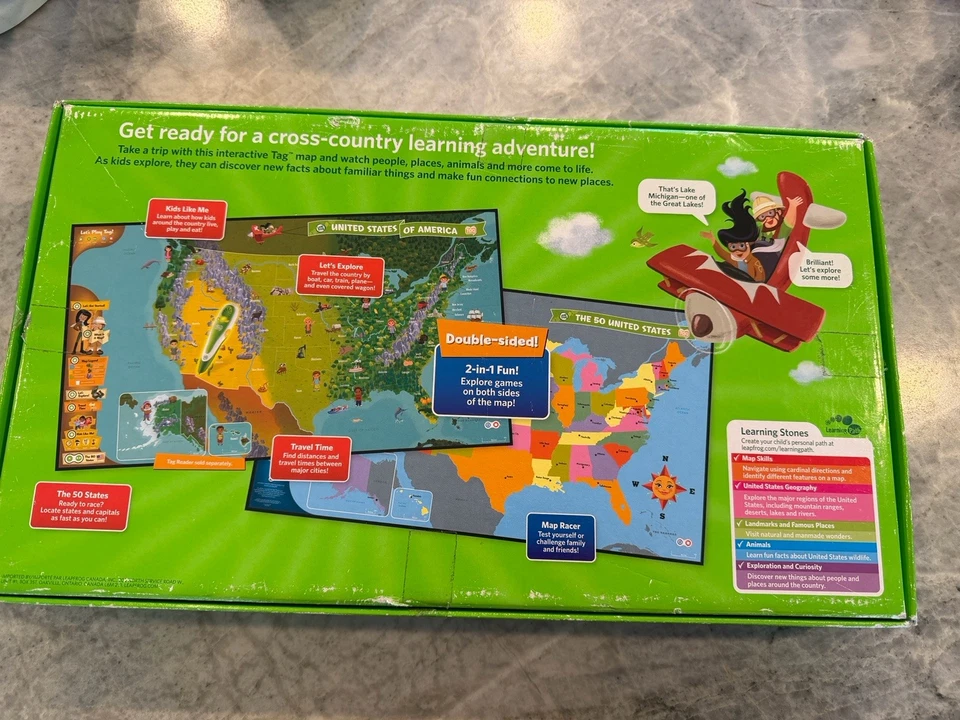 LeapFrog Tag Interactive United States Map 2 Sided Jumbo Size 35 X 20 - Image 2 of 4
