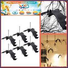 Halloween Hanging Bats 11 Inch Rubber Realistic Spooky Decorations 6 Pack