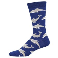 Socksmith Men's Bamboo Crew Socks Joyous Dolphins Novelty Footwear