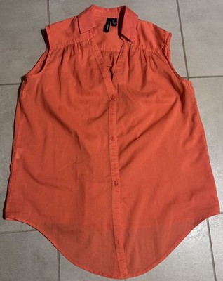 Mango Casual Bluse Sommerbluse Ärmellos Gr. M Rot