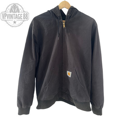 Vintage Carhartt Black Hooded Bomber Active Herren Jacke Original