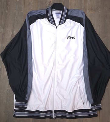 Reebok RBK men's full-zip warm-up windbreaker jacket White XXL