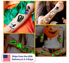 204 PCS Luminous Halloween Tattoos for Kids with Mystery Prize Box