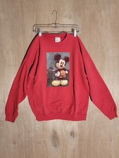Vintage Disney Mickey Mouse Pull Over Sweatshirt Men's Large Red Crewneck 90s