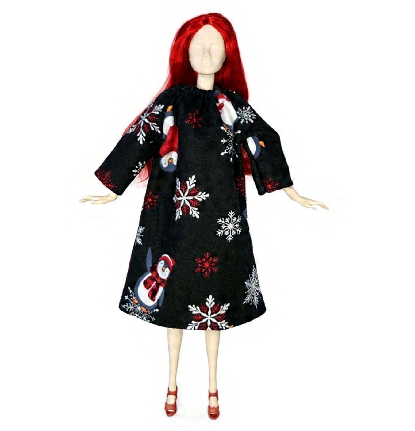 Penguin Black Nightgown Red Shoes For Fits 11.5-12" Girl Fashion Doll Size 1:6