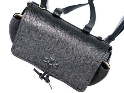 Latest New Tory Burch Thea Black Pebbled Leather Backpack 170479