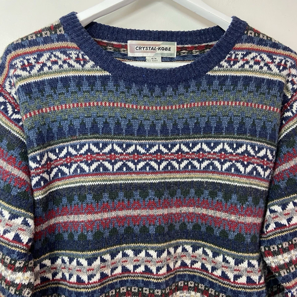 Suéter de Colección Cristal Kobe Mezcla de Lana Fair Isle Para Mujer Talla M Tejido Nórdico Crew Foto 4 de 4