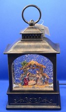 RAZ IMPORTS LANTERN SNOW GLOBE GLITTER LIGHTED CHRISTMAS NATIVITY - NEW IN BOX