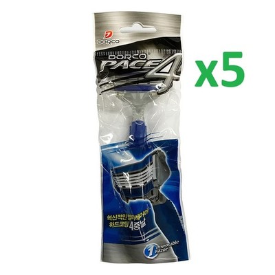 [Vorteilspack] DORCO Pace4 Einwegrasierer Rasiersystem mit 4 Klingen x 5