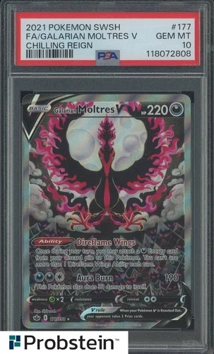 2021 Pokemon SWSH Chilling Reign #177 FA Galarian Moltres V PSA 10 GEM MINT