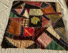 ANTIQUE QUILT PIECE WITH EVERY PIECE HAND EMBROIDERED TOGETHER MUST SEE